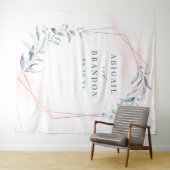 Tenture Fond de photo de mariage Rose Gold Blue Greenery (En situation (horizontale))