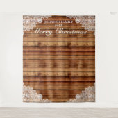 Tenture Fond de photo de Noël en bois rustique et dentelle (Devant)