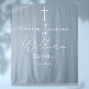 Tenture Fond de photo de première communion bleu poussiére