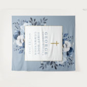 Tenture Fond de photo de première communion fleuri bleu po (Devant (Horizontal))