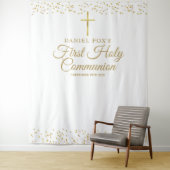 Tenture Fond de photo de première sainte communion doré (En situation)