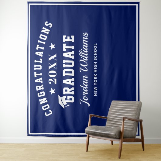 Tenture Fond de photo de remise de diplôme bleu marine bla (En situation)