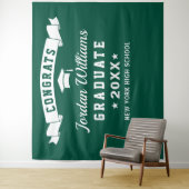 Tenture Fond de photo de remise de diplômes vert blanc mod (En situation)