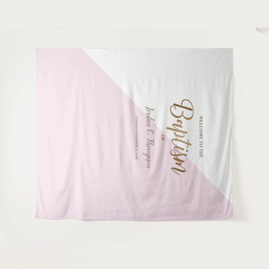 Tenture Fond de photo élégant moderne rose pour baptême (Devant (Horizontal))