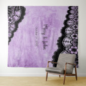 Tenture Fond de photo en dentelle noire gothique violet gr (En situation (horizontale))