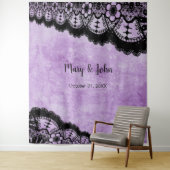 Tenture Fond de photo en dentelle noire gothique violet gr (En situation)