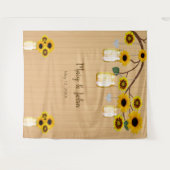 Tenture Fond de photo en pot Mason à fleurs jaunes en bois (Devant (Horizontal))