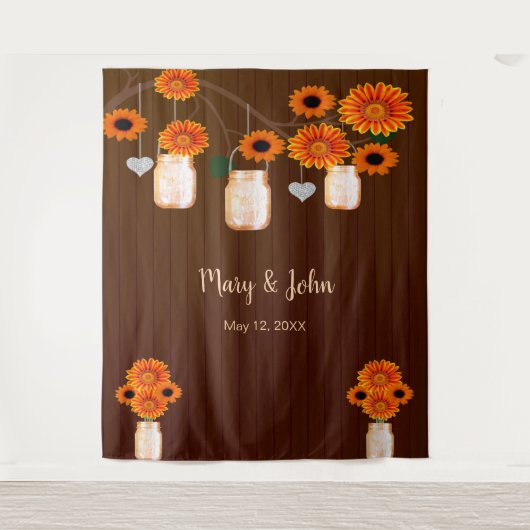 Tenture Fond de photo en pot Mason fleuri orange rustique  (Devant)