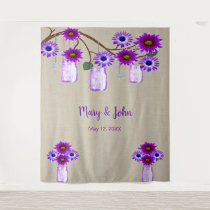 Tenture Fond de photo en toile de jute avec fleurs violett