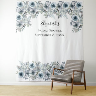 Tenture Fond de photo Floral Blue pour Baby Shower