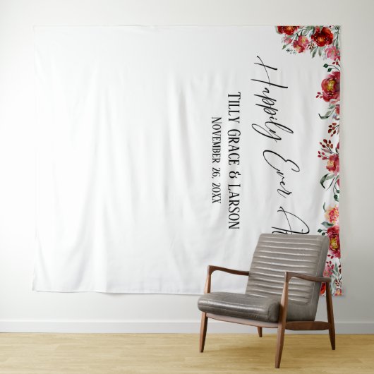 Tenture Fond de photo floral rouge pour le bonheur éternel (En situation (horizontale))