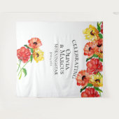 Tenture Fond de photo florale rouge et jaune aquarelle (Devant (Horizontal))