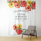 Tenture Fond de photo florale rouge et jaune aquarelle (En situation)