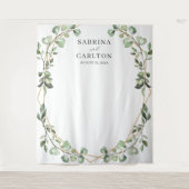 Tenture Fond de photo géométrique de mariage avec feuilles (Devant)