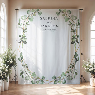 Tenture Fond de photo géométrique de mariage avec feuilles