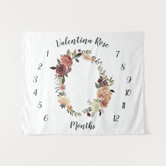 Tenture Fond de photo mensuel pour bébé Rustic Bloom (Devant (Horizontal))