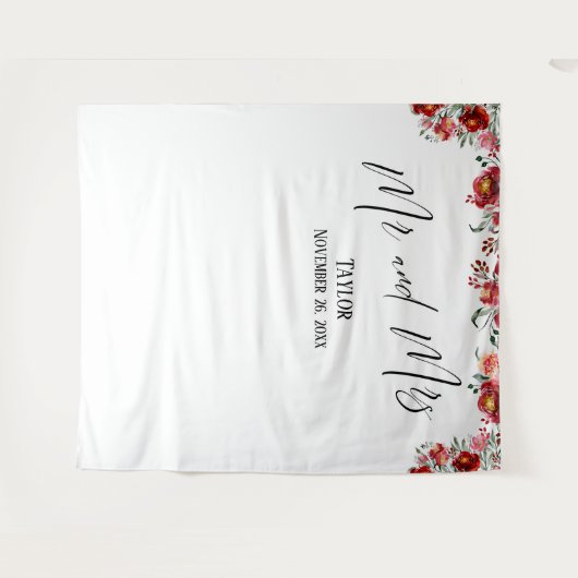 Tenture Fond de photo Monsieur et Madame à fleurs rouges (Devant (Horizontal))