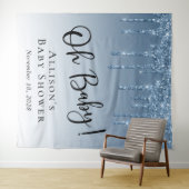 Tenture Fond de photo pailleté bleu pour Baby Shower (En situation (horizontale))