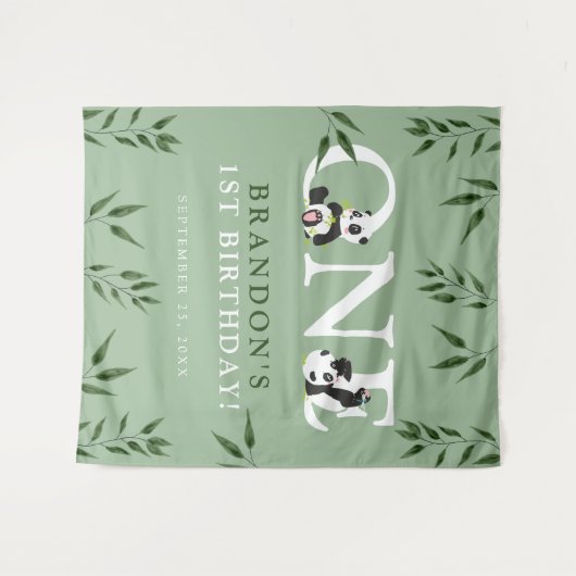 Tenture Fond de photo pour 1er anniversaire de Panda Migno (Devant (Horizontal))