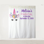 Tenture Fond de photo pour anniversaire licorne avec confe (Devant)