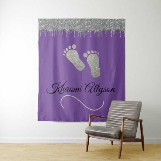 Tenture Fond de photo pour Baby Shower Pieds Paillettes Ar (En situation)