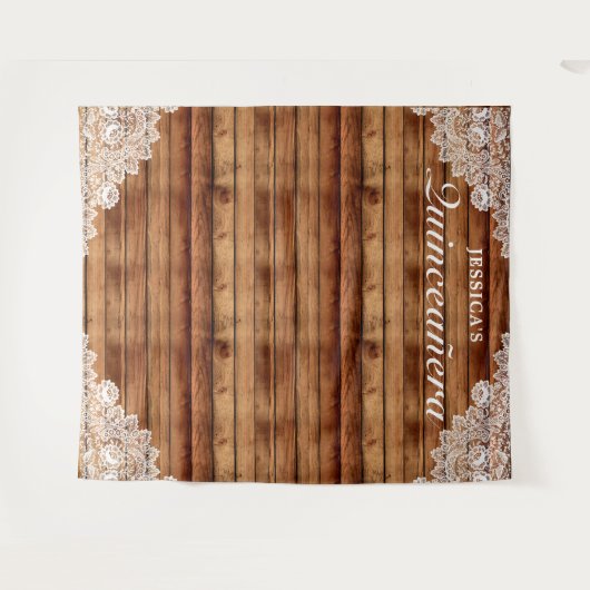 Tenture Fond de photo Quinceañera en bois rustique et dent (Devant (Horizontal))