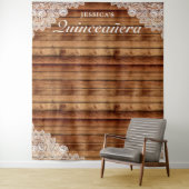 Tenture Fond de photo Quinceañera en bois rustique et dent (En situation)