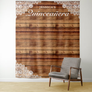 Tenture Fond de photo Quinceañera en bois rustique et dent