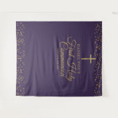 Tenture Fond de photo violet or pour première communion (Devant (Horizontal))