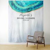 Tenture Fond de photobooth de douche de mariée sarcelle or (En situation)