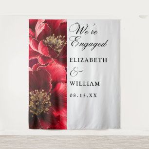 Tenture Fond de photobooth de fête de fiançailles florale 