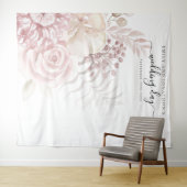 Tenture Fond de photobooth de mariage à fleurs rose poussi (En situation (horizontale))