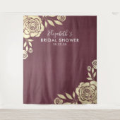 Tenture Fond de photobooth de mariage avec des roses burgu (Devant)