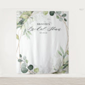 Tenture Fond de photobooth de mariage avec verdure d'eucal (Devant)