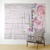 Tenture Fond de photobooth de mariage Bois rustique floral (En situation (horizontale))