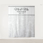 Tenture Fond de photobooth de mariage élégant noir et blan (Devant)