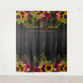 Tenture Fond de photobooth de mariage en bois rustique flo (Devant)