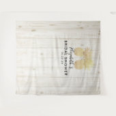 Tenture Fond de photobooth de mariage Fleur d'ananas doré (Devant (Horizontal))