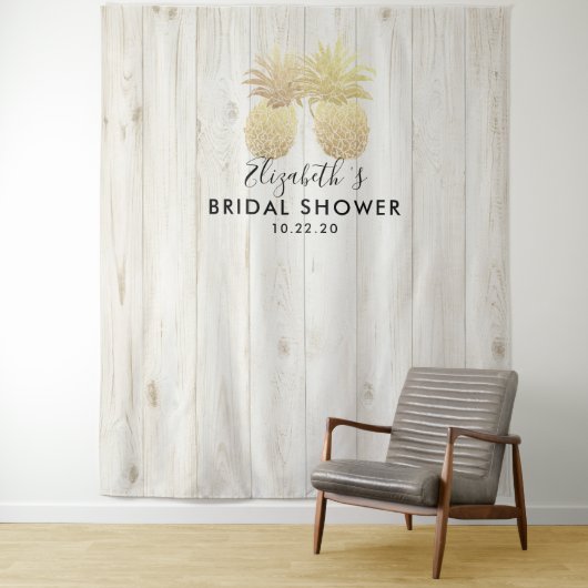 Tenture Fond de photobooth de mariage Fleur d'ananas doré (En situation)