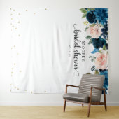 Tenture Fond de photobooth de mariage floral rose Navy (En situation (horizontale))