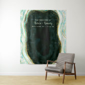 Tenture Fond de photobooth de mariage géode vert sarcelle (En situation)