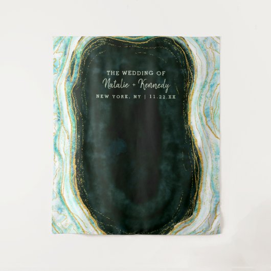 Tenture Fond de photobooth de mariage géode vert sarcelle (Devant)