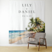 Tenture Fond de photobooth de mariage tropical de plage él (En situation)