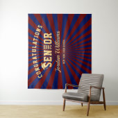 Tenture Fond de photobooth de remise de diplôme bleu or mo (En situation)