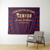 Tenture Fond de photobooth de remise de diplôme bleu or mo (En situation (horizontale))