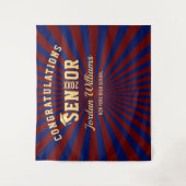 Tenture Fond de photobooth de remise de diplôme bleu or mo (Devant)