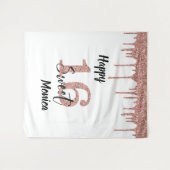 Tenture Fond de Photobooth Douce 16 Seize Rose Doré (Devant (Horizontal))