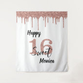 Tenture Fond de Photobooth Douce 16 Seize Rose Doré (Devant)