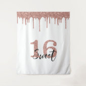 Tenture Fond de Photobooth Douce 16 Seize Rose Doré (Devant)