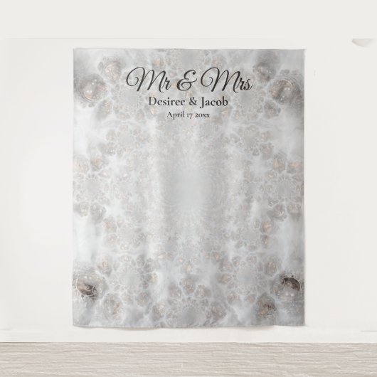 Tenture Fond de photobooth élégant argent blanc pour maria (Devant)